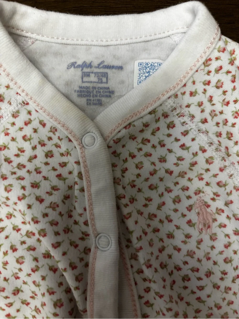 Ralph Lauren Pink Floral Footed One-Piece
